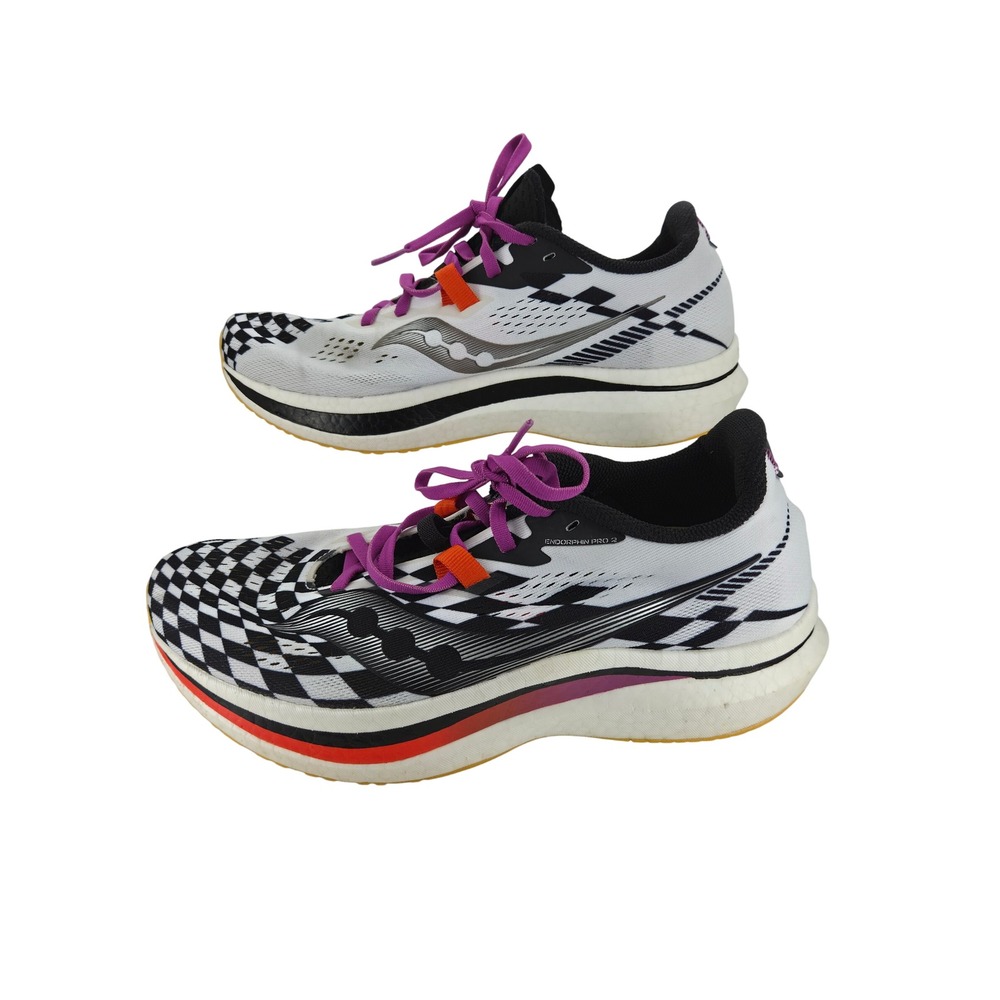 Saucony Endorphin Pro 2 Womens 10.5 Running Shoes Checkered White Black S10687
